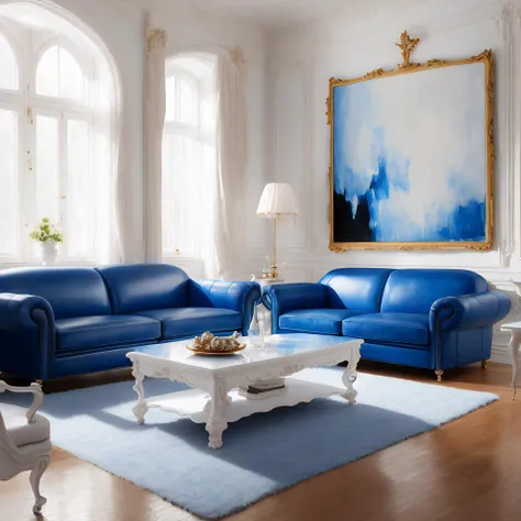 (speed painting)+,(blue leather sofa in a room)1.2,(white walls)1.2, cinematic lighting, warm , window, highres, hyperdetailed, masterpiece