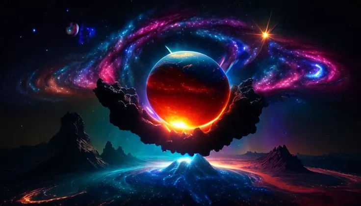 the creation of the world, planet, protostar, beautiful, celestial, cinematic lighting, volumetric lighting, professional, hyperdetailed, trippy, astrophotography, surreal