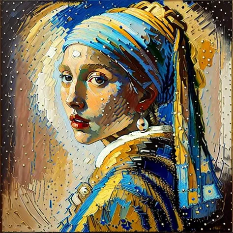Abstract, Vincent van Gogh, Girl with a Pearl Earring, still life, <lora:epiNoiseoffset_v2Pynoise:2>