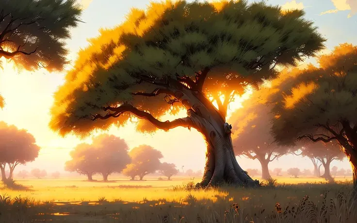 sketch of a stunning savannah, warm, grand, HDR, trending on artstation, UHD, detailed