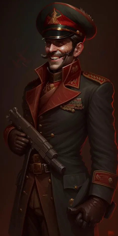 [ commissar gesture thumbsup  :  commissar happy512 holding_gun pistol   :   holding_gun pistol , 0.3 , 0.7 : bezier ]  <lora:warhammer40k_v10:0.8> <lora:BetterGuns-V1:1>