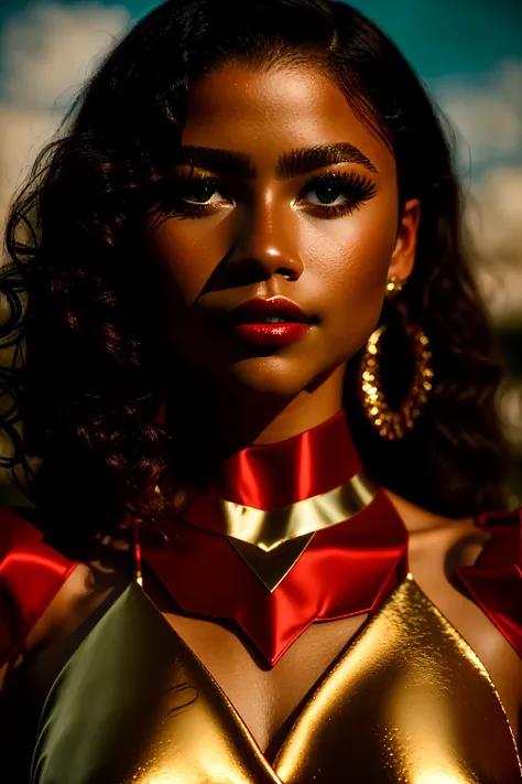 Masterpiece Zendaya high quality, 4K, beautiful design, shiny, from the front, award winning photo, extremely detailed, amazing, fine detail, absurdres, highly detailed , extremely detailed eyes and face, by lee jeffries nikon d850 film stock photograph 4 kodak portra 400 camera f1.6 lens rich colors hyper realistic lifelike texture dramatic lighting unrealengine trending on artstation cinestill 800 tungsten, 1girl, solo, expressive look, (smiling seductively,puffy lips,) HDR, highest quality, sexy dress, sharp focus, looking at viewer, facing viewer, 4k,emerald green eyes beautifully detailed,a woman in a (((red and gold))) dress standing on a stage
 <lora:zendaya_v10:1>
