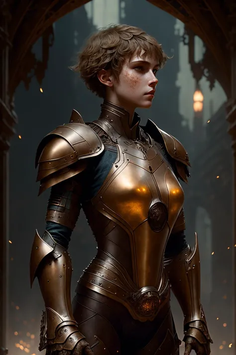 1 beautiful Caucasian woman , bobcut
leaning forward
bronze armor,
rusty
fog
Jean-Baptiste Monge
dramatic lighting (masterpiece, best quality),