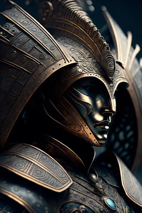 1 woman close up
 bronze armor, aztec
moon, moonlight
dramatic lighting
perspective
from  below 
complex background
depth of field
fog
Paolo Roversi
(photorealistic)