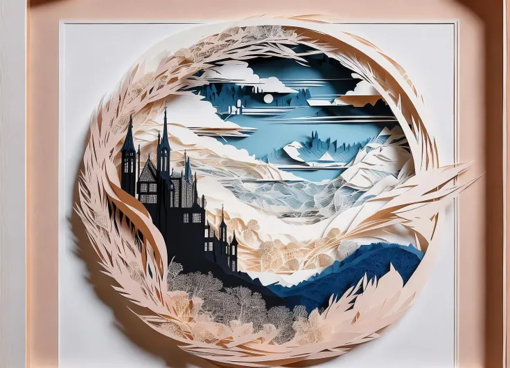 (elegant layered papercut art) of the start of a new era