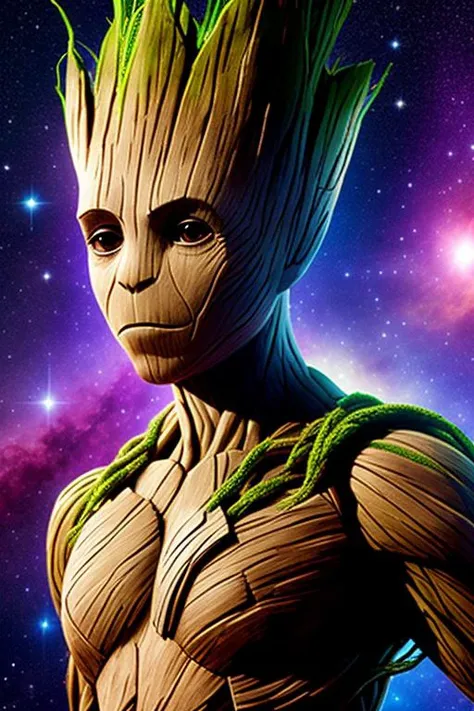 <lyco:groot_v2:0.65> , groot, cosmic background