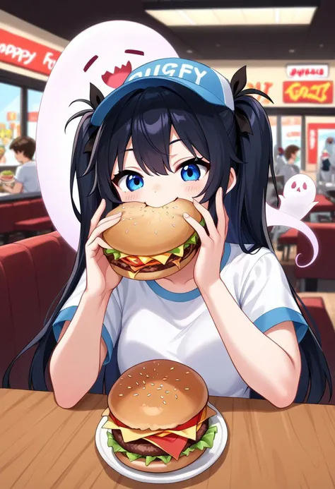 score_9, score_8_up, score_7_up, boo, restaurant, fast food, burger, eating burger, happy, joy, ghost, cute ghost,
<lora:hutao:0.8>