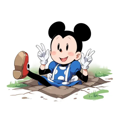 llscore_9, score_8_up, score_7_up, best quality, masterpiece, source_anime, BREAK, 1girl, stuck in floor, through floor<lora:stuck_in_floor:1>,ãminnie_mouse
