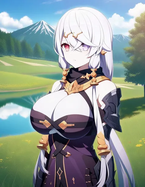 (Photoshopped Drawing:1) of (Illustration:1.6), (highres, best quality), masterpiece, 1girl, (symmetrical breasts), sunbeam, god rays, ambient lighting, glasses, nature, forest, medium breasts, gazing eye, unreal engine 5, immaculate detail, ultra detailed, hyper refined, uber mega mega good,(Vivid Colors:0.25)