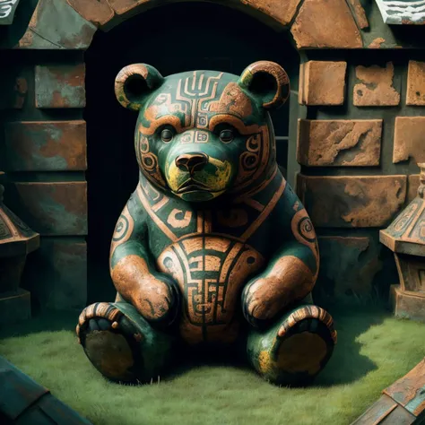 a (bronzecd) bear, sitting on lawn, (solo:1.2), <lora:bronzecd-000010:1.0>, no humans, high quality, masterpiece, realistic, photorealistic, (outdoors, lawn)