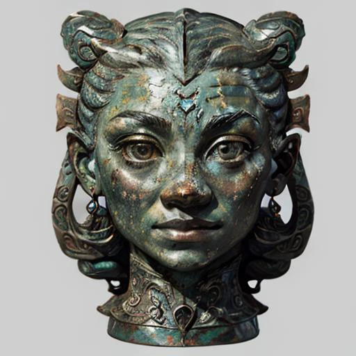 <lora:bronzecd-000007:0.8>, bronzecd, (portait of a woman:1.3),