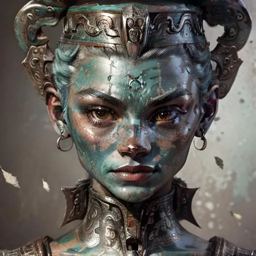 <lora:bronzecd-000006:0.9>, bronzecd, (portait of a woman:1.3)