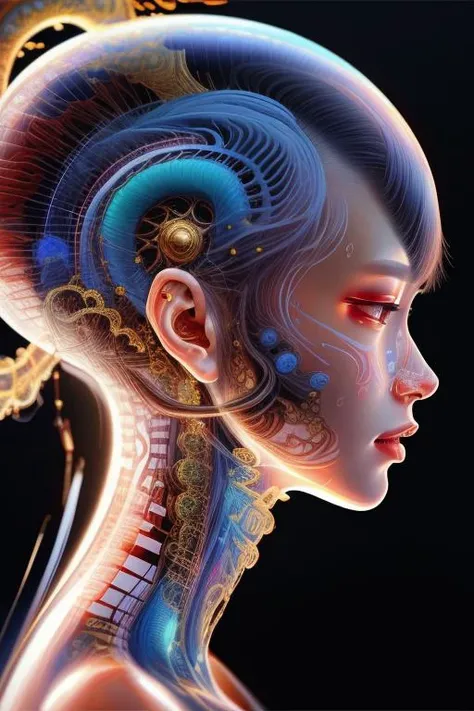 an oil painting of an Asian woman, hyper realistic, ultra detailed, insanely detailed and intricate, ultra fine details, Extreme contrast, Extremely sharp lines, cinematic lighting, artwork by Okuda San Miguel and Carne Griffiths, swirls, intricate, elegant, highly detailed, digital painting, artstation, concept art, smooth, sharp focus, illustration  <lora:blacklight:0.8> <lora:xryhd:1>