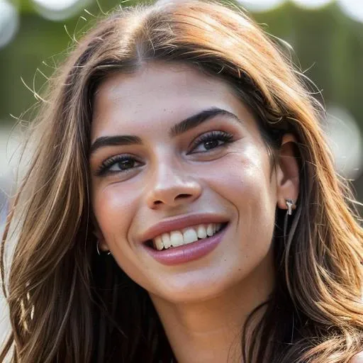 melhor qualidade, Ultra fotorrealista, fotorrealismo, 8K, fotografia, foto de um jovem. beautiful woman, 26 years old, professional 4k Instagram photo, brunette, long hair, beautiful smile, detailed image, high resolution. make me her full body