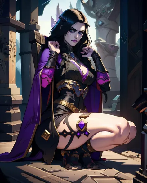 (realistic:1.5), beautiful futanari, mature, age 21, (small penis, erection:1.5), (precum drip:1.3), (testicles:1.0), (cum on penis:1.1), lying, small demure smile, (slim, slender, skinny:0.9), narrow hips, slender thighs, medium breasts, serious, (clothing aside:1.1), highly detailed background, (OverallDetail:1.1), EyeDetail, fFaceDetail, fHandDetail, HairDetail, looking at viewer, sexy, provocative, flushed cheeks, blush, after sex glow, CARTOON_deadpoolswife_shiklah_ownwaifu, www.ownwaifu.com, purple skin, black hair, long hair, breasts, colored skin, makeup, lipstick, yellow eyes, curvy, narrow waist, collarbone, black sclera, black lips, forehead jewel, facial mark, very long hair, purple dress, cleavage, jewelry, earrings, necklace, bare shoulders, thighhighs, dress, bracelet, detached sleeves, circlet, elbow gloves, bridal gauntlets, <lora:CARTOON_deadpoolswife_shiklah_ownwaifu-15:0.7>
