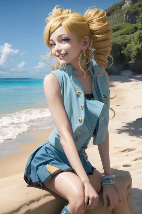 masutepiece, Best Quality, High quality, High Definition, high quality texture, high quality shadow, high detailing, Beautiful detailed, Finely detailed, extremely details CG, Detailed texture, realistic representation of face, Realistic, Colorful, Delicate, Cinematic Light, side lights, Lens Flare, Ray tracing, Sharp Focus, (Intricate details, makeup, pureerosface_v1:0.5), (Detailed beautiful delicate face, Detailed beautiful delicate eyes, A perfectly proportioned face, High detailed skin, Detailed skin, best ratio four finger and one thumb, upperbody shot,  (?????????????), (cleavage),  ((Smooth texture, Realistic texture, Photorealistic)),  (Detailed beautiful eyes, Beautiful eyelashes, Green eyes), (((Green eyes))), (Blonde semi-long hair), 1 woman,  at poolside,  (((sailor blue shirt, Sleeveless, Open front))),   (Beautiful face, Cute face, Detailed face),   (((Sunny))), Perfect Eyes Eyes