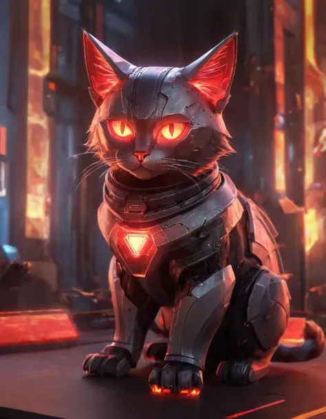 project mechanical cat,glowing features,hologram features,cinematic,glowing features,hyperdetailed photography,50nm dof,bokeh,realistic,sharp focus,ultra detailed,8k uhd,masterpiece,awardwinning,trending on artstation, ambient,volumetric,wallpaper,official art,__lightning__ <lora:projectxl-000003:0.9>,red theme
