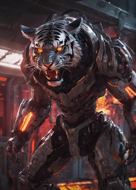 project,mechanical weaponized tiger,absolutely epic,analog,private press photo,realistic,futuristic,scifi,cinematic,((glowing features)),hologram features,hyperdetailed photography,50nm dof,bokeh,realistic,sharp focus,ultra detailed,8k uhd,masterpiece,awardwinning,trending on artstation and deviant art, ambient,volumetric,wallpaper,official art, <lora:projectxl-000003:0.5>,scarlet theme,dark and ominous,ethereal,complex,powerful,fractal particles,(((style of zhelong zhu,sandra chevrier,joji shinkawa,artgerm,giger and greg rutkowski)))