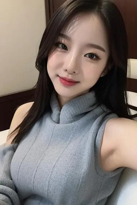 1girl,(masterpiece:1.2), (best quality:1.2), (extremely detailed), selfie from center front, (extremely detailed face), ((ultra-detailed eyes and pupils)), (ultra detailed), 8k, photorealistic, pretty face, smile, instagram shot, instagram style, in the bedroom, looking at viewer, facing front, perfect skin, cinematic lighting, black eyes, upper body, portrait photo, no makeup, nikon RAW photo, 8k ,Fujifilm XT3, photorealistic, detailed face, fair skin, perfect shape, slim face, indoors, dim lighting, (looking at viewer:1.2), dress, armpit, <lora:julielorashy:1>