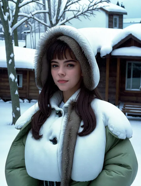 masterpiece, snow, best quality, MM1985 <lora:MathildaMay1985V01:1>, very pale (finely detailed skin), smiling, solo, waving, backyard, finely detailed skin, winter coat, photograph, high resolution, 4k, 8k, realistic, photo, depth of field
