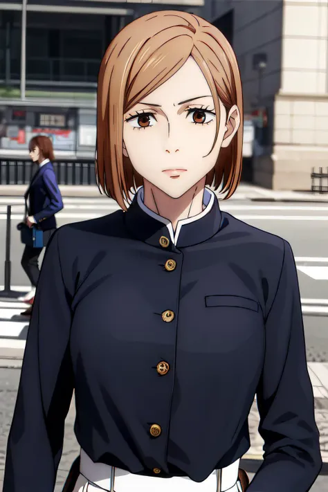 nobara1 a woman, looking at the viewer, upper body photo, at the streets, <lora:nobaraX:1:lbw=FACES>
