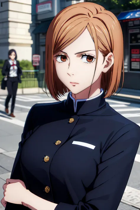 nobara1 a woman, looking at the viewer, upper body photo, at the streets, <lora:nobaraX:1:lbw=FACES>