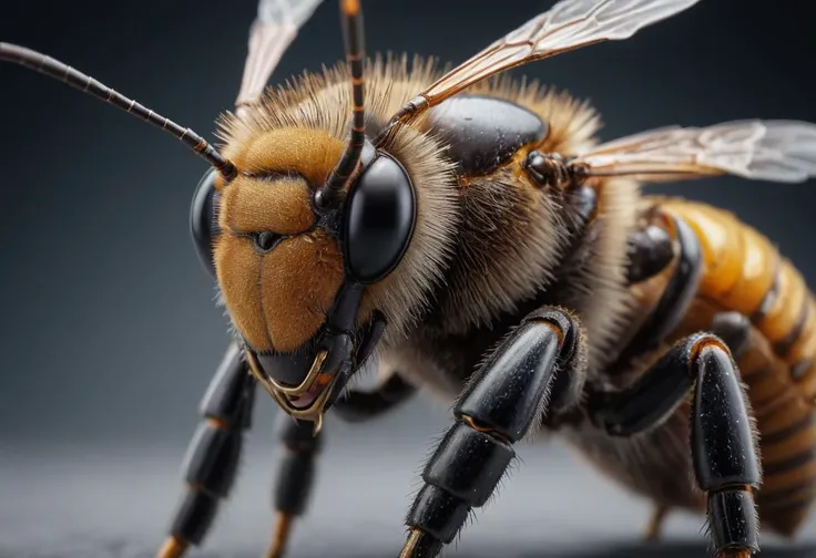 cyborg honeybee, high tech, cybernetic implants, ziprealism