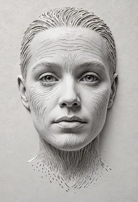 (a fingerprint that form a human face,white paint, white wall, emotion, ), intricate details, (masterpiece)hyperrealistic