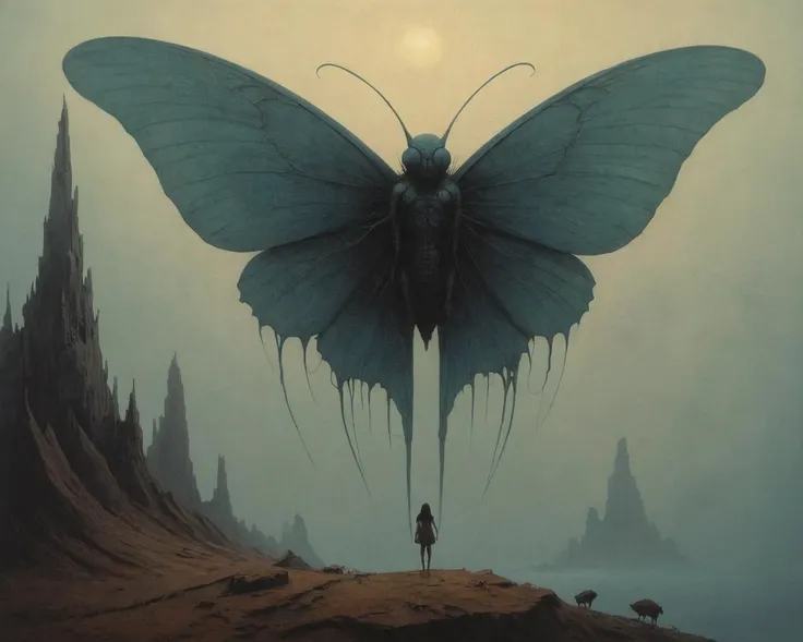 there is a woman standing in the middle of a field with a butterfly on her back, insectoid, with wings. ultra-detailed, symmetrical epic fantasy art, inspired by Grzegorz Domaradzki, weta digital, great digital art with details, dramatic concept art, metamorphosis complex 3d render, stefan koidl inspired