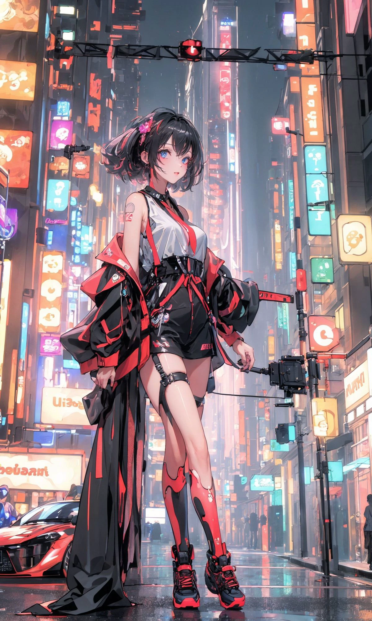 (masterpiece, best quality, high quality, highres, ultra-detailed), <lora:Cyberworld_20230622141420-000018:0.7>, Cyberworld,no no humans, street,neon lights, (masterpiece, best quality, high quality, highres, ultra-detailed),