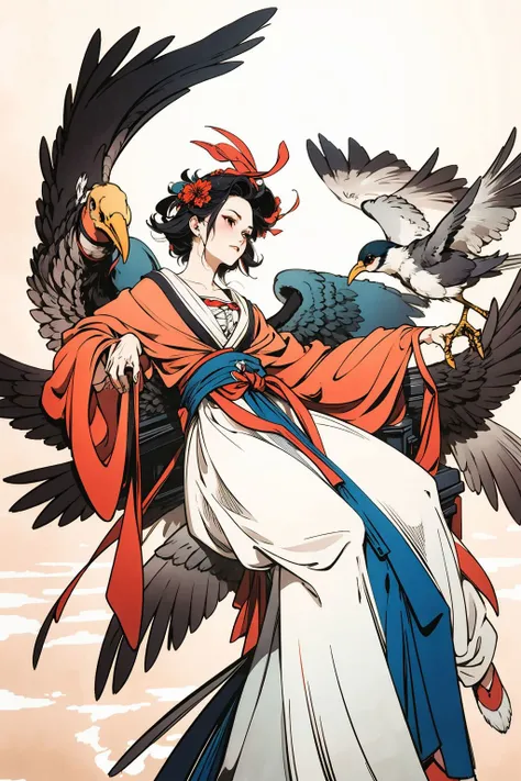 1,<lora:Fly:0.9>,<lora:QingZen:0.4>,bird, (masterpiece, best quality, high quality, highres, ultra-detailed),