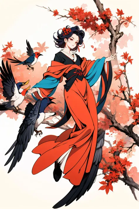 1,<lora:Fly:0.9>,<lora:QingZen:0.4>,bird, (masterpiece, best quality, high quality, highres, ultra-detailed),