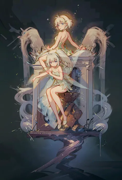 (masterpiece, best quality, high resolution:1.4), 1girl, tinker bell, two fairy wings,(black fairy outfit), crossed arms, crossed legs, angry, puffy cheeks, blush, looking at viewer, <lora:tinkerbell_v10:1> , 1girl, solo,
