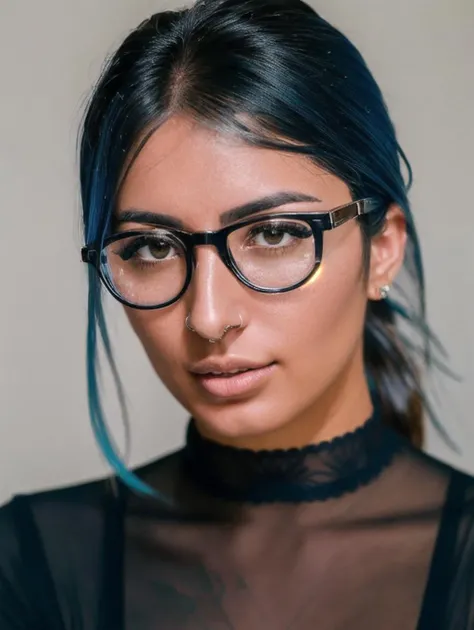 a woman with glasses on, 5 0 0 px models, 2 0 1 4. modern attire, by Fikret Muallâ Saygı, shirow masamune, age 3 0, three quarter profile, basket shirt, portrait featured on unsplash, dc marvel fashion, 33mm photograph, <lora:Krokodeal:1>