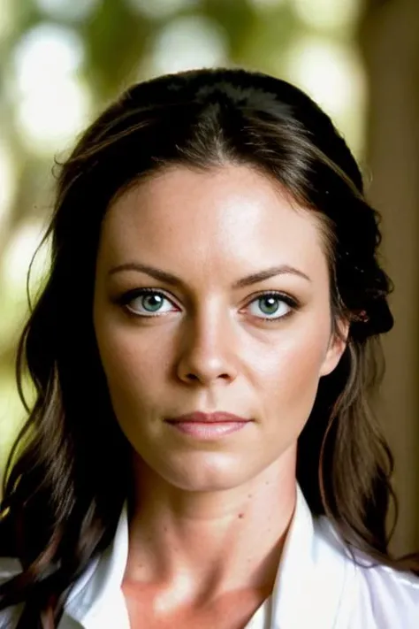 maxim photo of (c453y4nth0ny-neutral3:1.0) with Blunt Bob hair as a police officer, sharp focus, skin texture, light bokeh