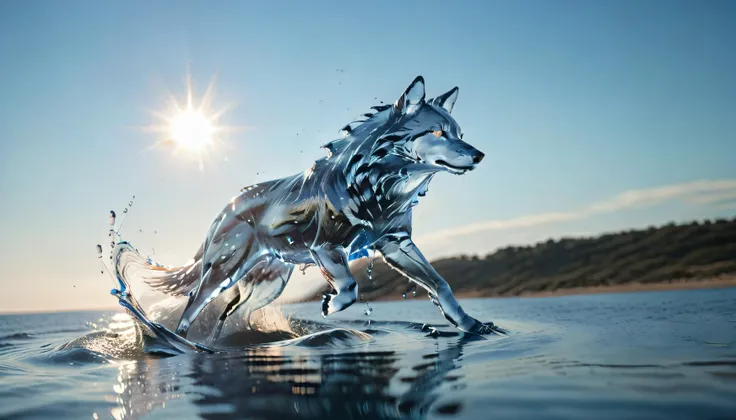 semi-realistic, 4k, uhd, subsurface scatter, lightreflection, perfect composition, wonderful lighting BREAK
water wolf, wolf made out of water, water relfections, dynamic, made of water, transparent crafted entirely from water, light breaks in his body, super realistic waterbody, extreme realistic water.
Wolf is mid jump out of the ocean but is half under water. Dynamic water, dynamic camera, landscape, ocean, open sea, realisitic light breaking inside water, reflections, water reflections, light reflection, water_drops, sun setting, sunlight, water splashing,
<lora:EnvyElementalWaterXL01s:1>, <lora:xl-shanbailing-1011-2water:1>, translucent luminescence, liquid, dynamic water flow