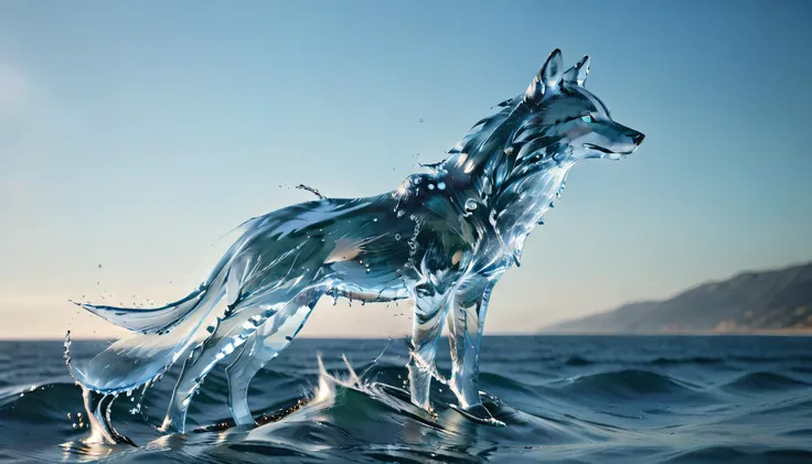 realistic, 4k, uhd, subsurface scatter, lightreflection, perfect composition, wonderful lighting BREAK
water wolf, wolf made out of water, water relfections, dynamic, made of water, transparent crafted entirely from water, light breaks in his body, super realistic waterbody, extreme realistic water.
Wolf is dolphinjumping out of the ocean. Dynamic water, dynamic camera, landscape, ocean, open sea
<lora:EnvyElementalWaterXL01s:1>, <lora:xl-shanbailing-1011-2water:1>, translucent luminescence, liquid