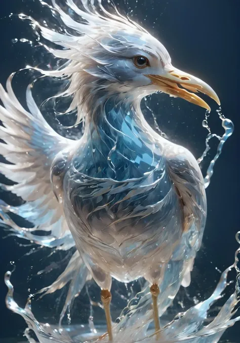 (Masterpiece, high quality, best quality, official art, beauty and aesthetics:1.2),<lora:xl-shanbailing-æ°´å
ç´ 1011waterV20:0.85>,water element,a bird made of water,water,bird,