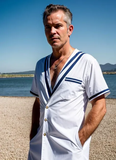 RAW portrait photo of handsome young sks person, Sailor dress and wedges, natural lighting, by Andreas Gursky, detailed face, UHD, absurdres, epic scene composition,
cinematic look, Fujifilm XT3, dslr, high quality, film grain
<lora:locon_timothyolyphant_v1_from_v1_64_32:1>