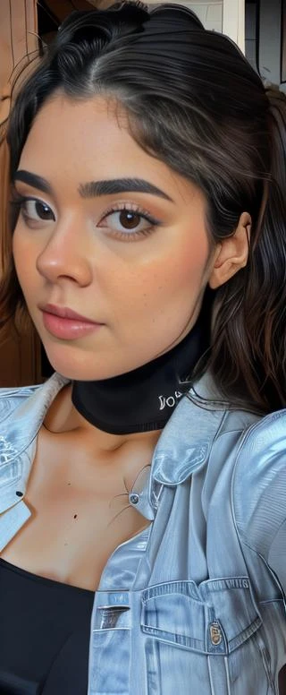 <lora:lyndaparraV2-15:1> a woman , woman in a casual suit, taking a selfie, with black hair, pretty face , 25 years old