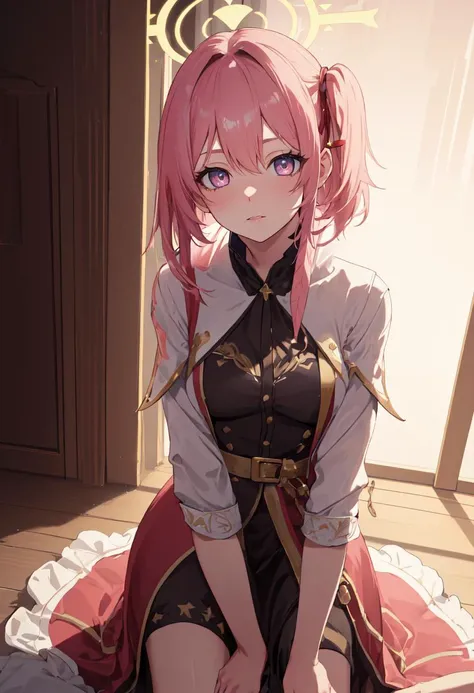 (safe:1.10), best quality, masterpiece, highres, solo, (serina_bluearchive:1.10), kneeling, kneeling on one knee, on one knee, cowboy shot, looking at viewer, 33 <lora:serina_bluearchive:0.80>