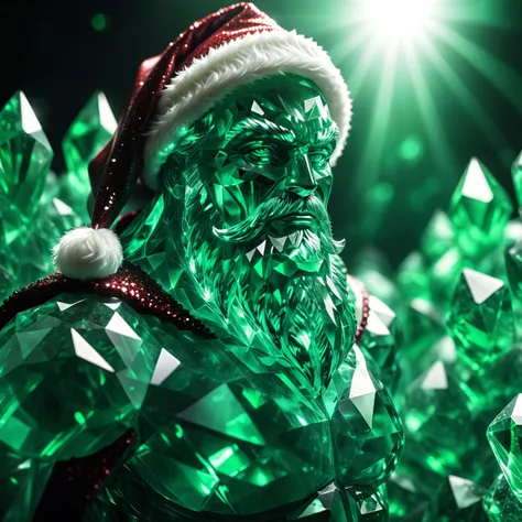 cinematic film still an evil santa made out of  green crystals, high detailed reflections, light refraction, light reflections,  <lora:greengemix:0.9>  . shallow depth of field, vignette, highly detailed, high budget, bokeh, cinemascope, moody, epic, gorgeous, film grain, grainy