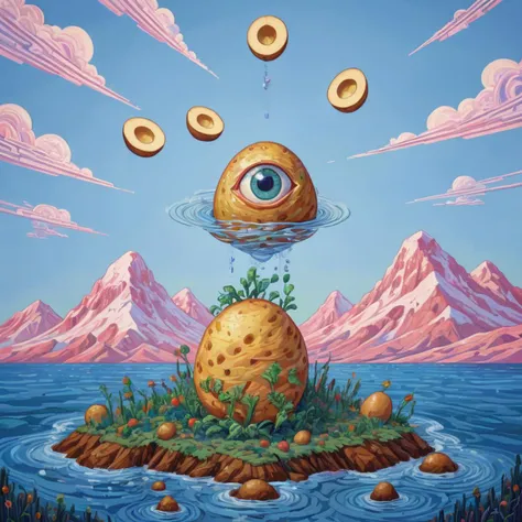 A surrealist dreamscape comes to life in this 2D digital masterpiece, showcasing the artist's mastery of surrealism and pop art. The use of vibrant, high-contrast colors pays homage to the bold palette of pop art, while the dreamlike distortions and unexpected juxtapositions exemplify the surrealist tradition. The fusion of these two styles creates a visually striking and intellectually engaging composition, digital masterpiece, photorealistic, ultrarealistic, intricate details, 8k, <lora:xl_more_art-full_v1:0.9>