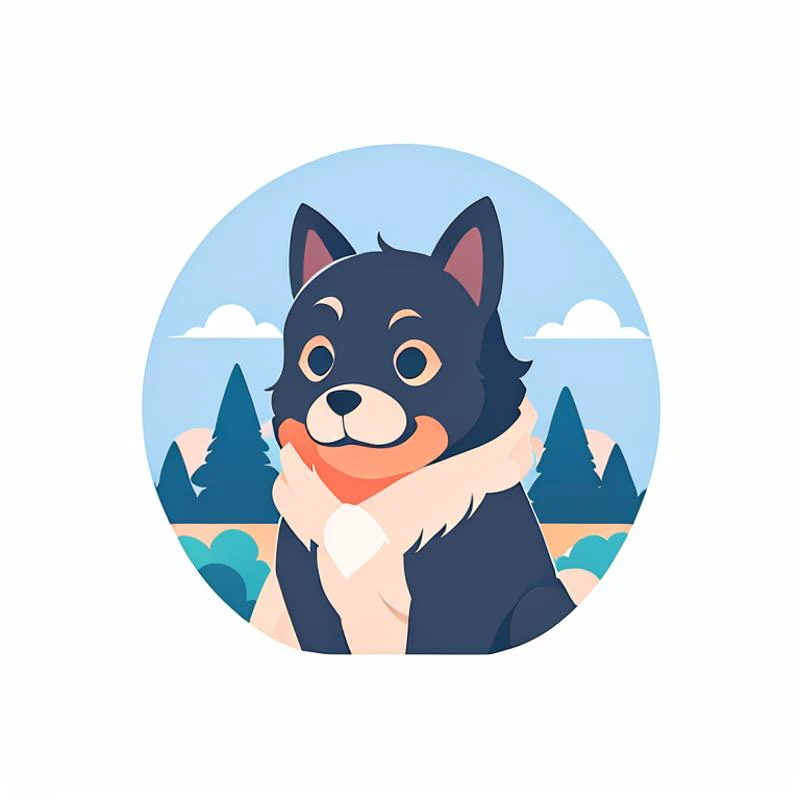 shadow flat vector art,logo, a logo for a dog,tree,LogoRedAF ,<lora:LogoRedmond15V-LogoRedmAF-Logo:1>,simple background,