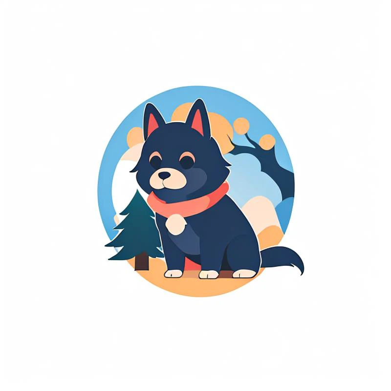 shadow flat vector art,logo, a logo for a dog,tree,LogoRedAF ,<lora:LogoRedmond15V-LogoRedmAF-Logo:1>,simple background,