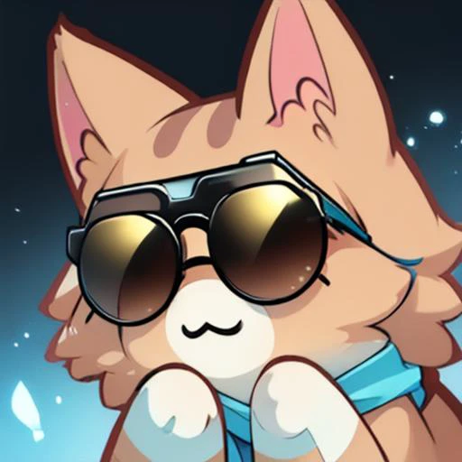 (masterpiece, best quality:1.2),animal focus,no humans,nekoemoji,cat,sunglasses ,<lora:discord_nekonekonekone:1>,