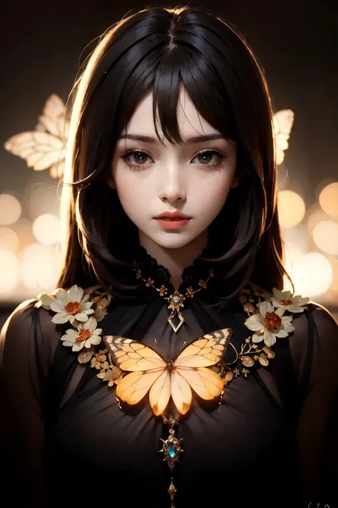 igirl,Glowing butterflies, wonderful light and shadow, ,(high quality), best quality,(realistic), real skin <lora:ButterflyX:1>