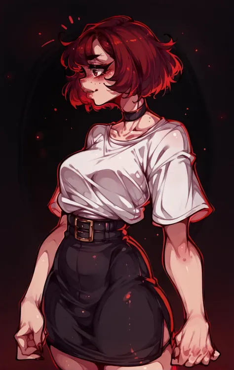 score_9,score_8_up,score_7_up,score_6_up,score_5_up,score_4_up cave, from side, burgundy hair, black choker, dashiki,asymmetric skirt, bob haircut, freckles, <lora:Syvaron:0.4>, <lora:Lunas-GreenuCorm-SDXL-A1:0.8>,neon, colored outlines, glow, rimlight, black background,lora:style_ariimaw-000006:1>,<lora:[GP] Bongfill Style [Pony XL]:0.8>