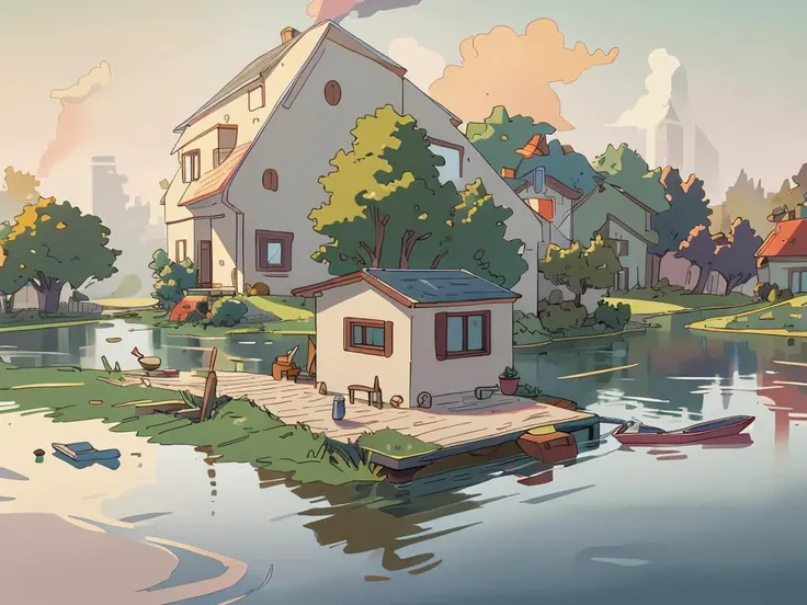 (masterpiece, best quality), house on a lake,  <lora:ram:1>