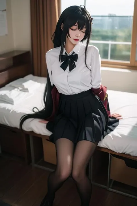 ultra-detailed,highly detailed,best quality,masterpiece,illustration,
1girl,taihou,taihou \(azur lane\), cosplay, school uniform,
very long hair, hair ornament,
indoors,bedroom, sleeping,
<lora:taihou_jk_v4_04:0.7>